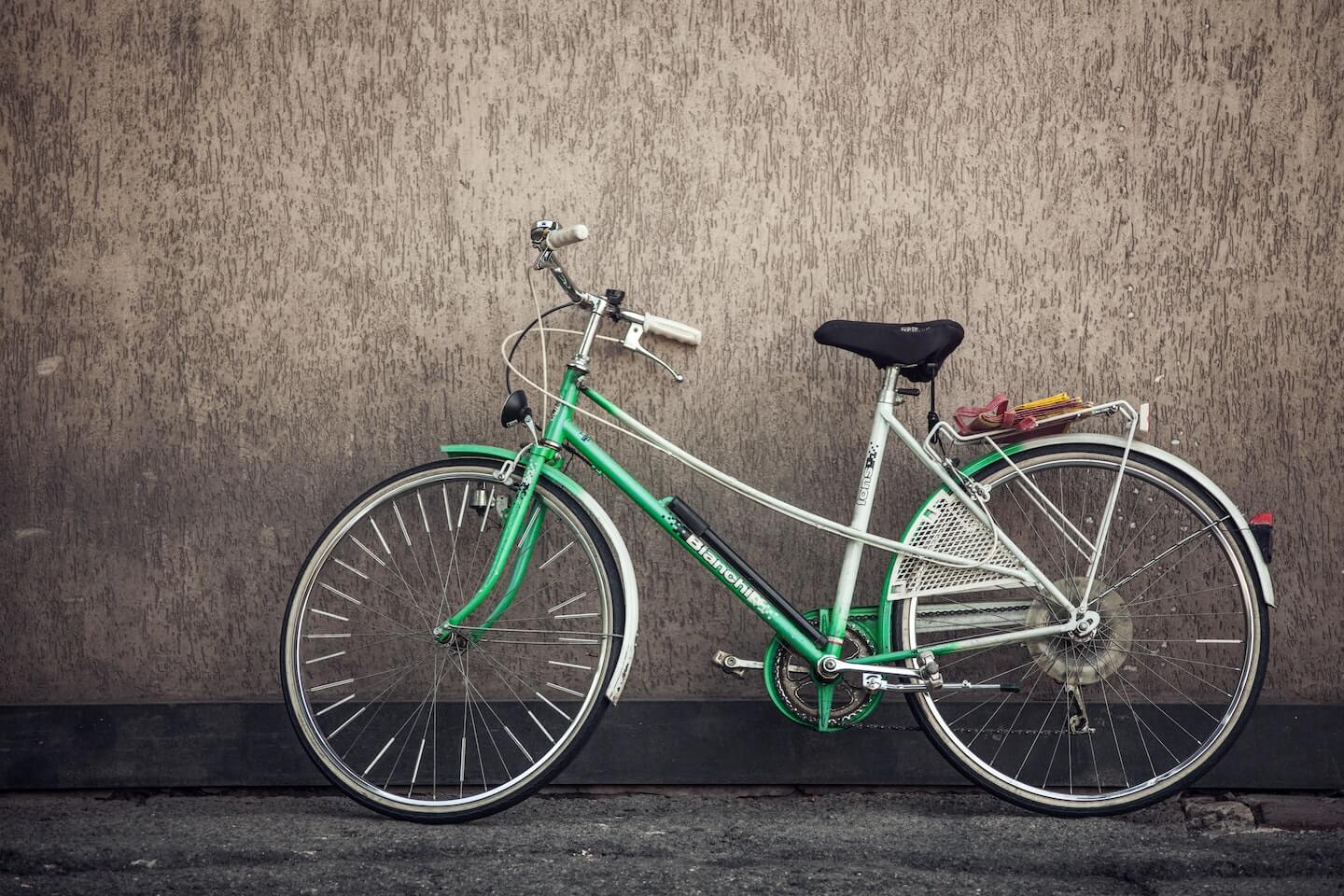 A classic green bicycle